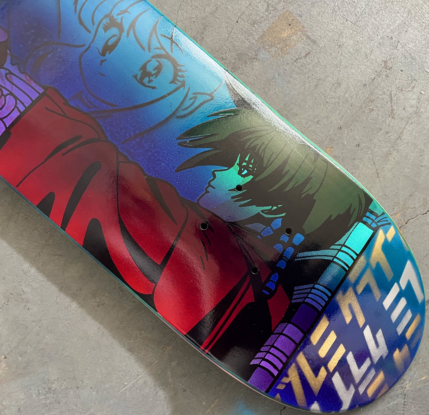iria hunter 7.5 X 31.75 ANODIZED BLUE/PURPLE MIXED PROCESS SIGNED 1 of 1