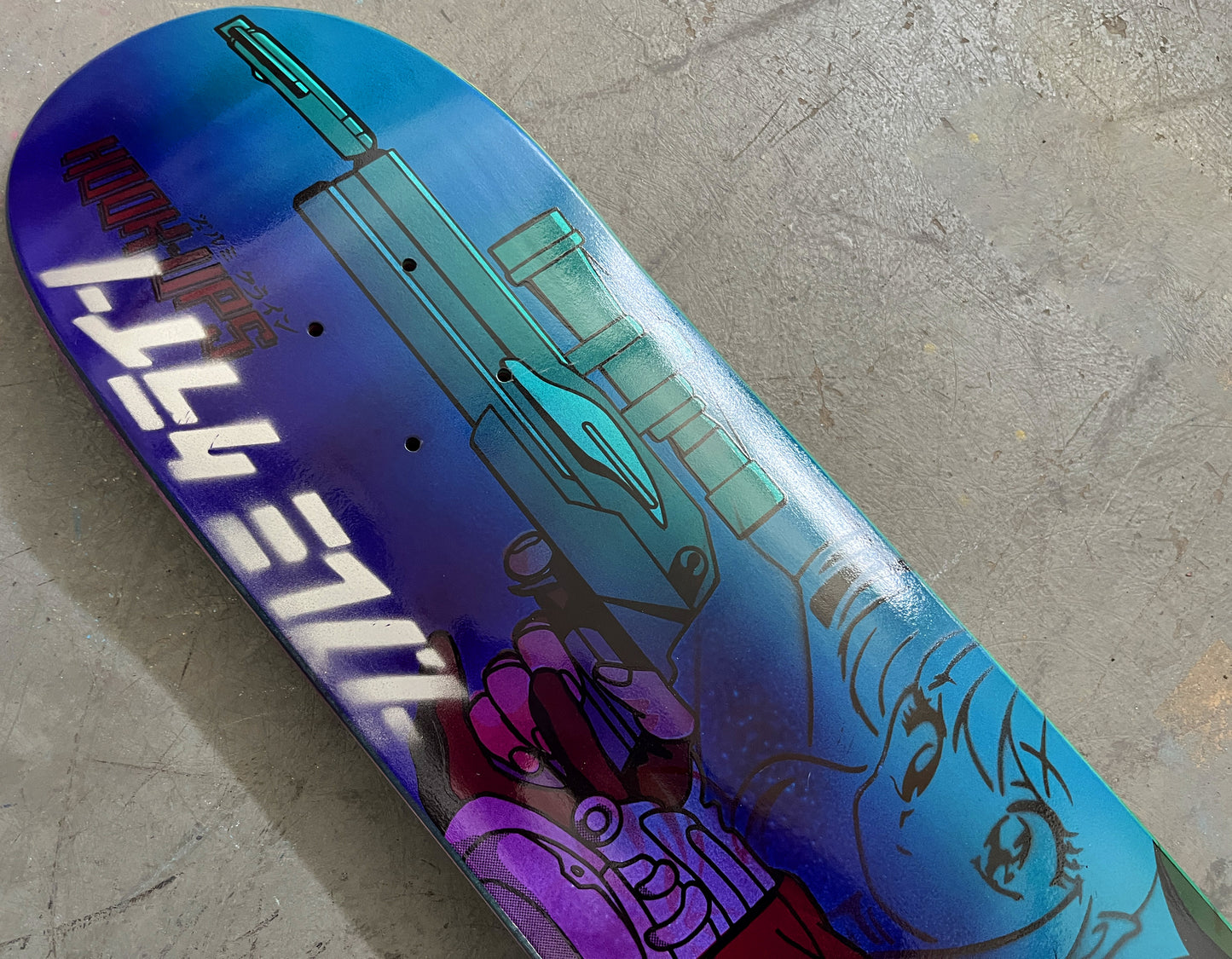 iria hunter 7.5 X 31.75 ANODIZED BLUE/PURPLE MIXED PROCESS SIGNED 1 of 1