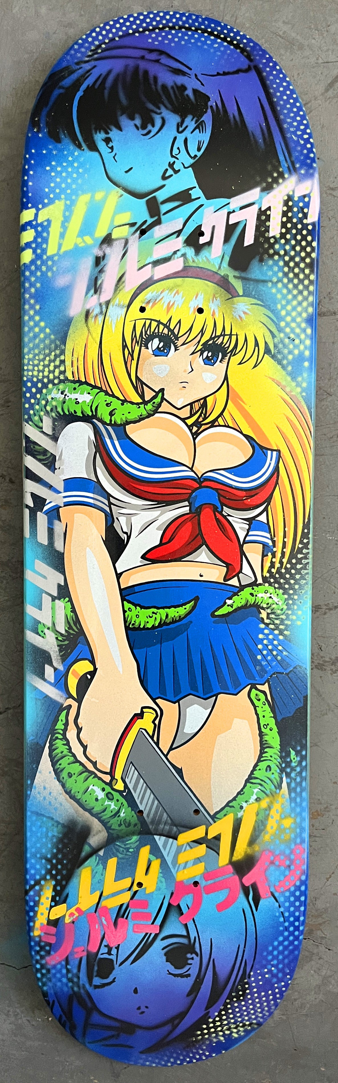 tentacle school girl 8.25 X 32.25 BLUE/BLUE BLUE MIXED PROCESS SIGNED 1 of 1