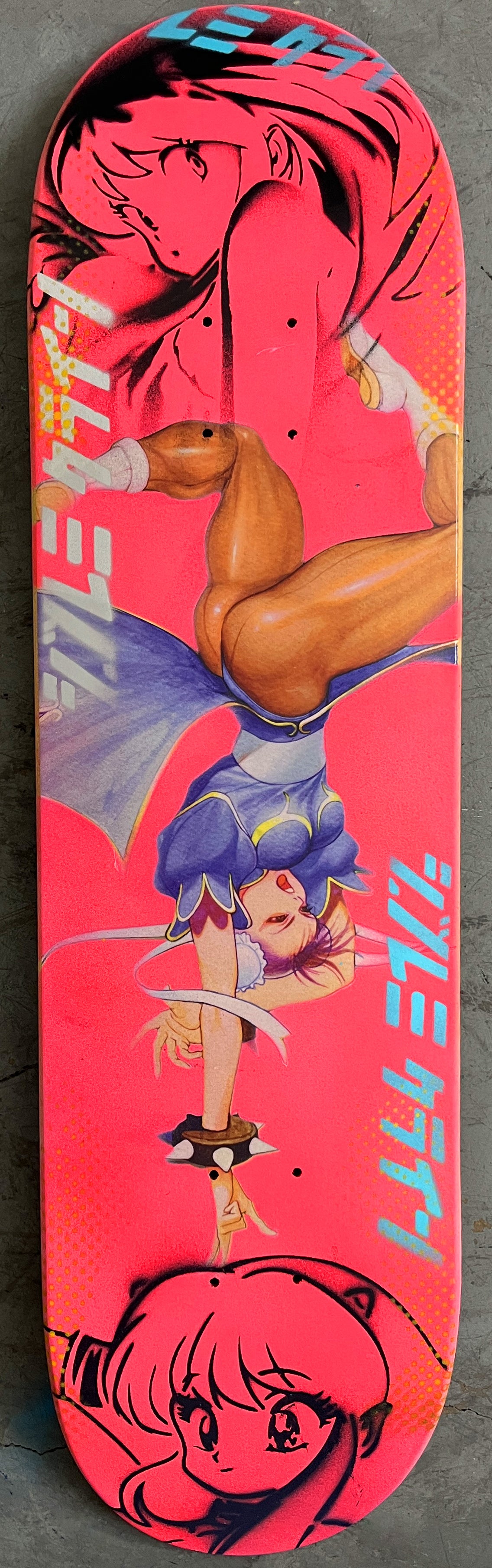 chun li 8.5 X 32.25 FLUORESCENT PINK MIXED PROCESS SIGNED 1 of 1