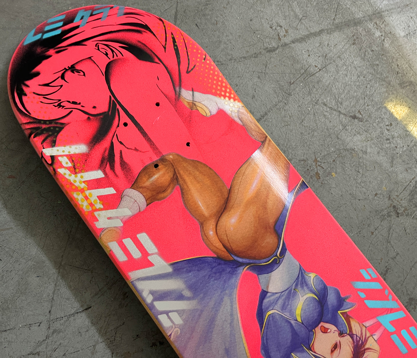 chun li 8.5 X 32.25 FLUORESCENT PINK MIXED PROCESS SIGNED 1 of 1