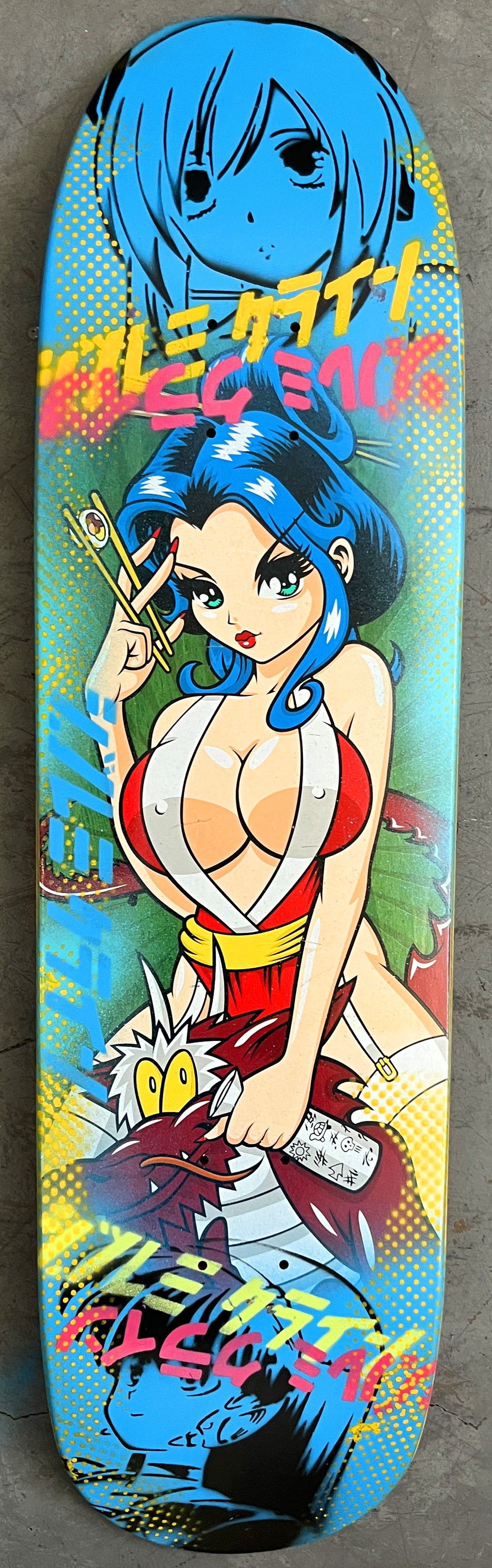 geisha III 8.5 X 32.25 BLUE/AQUA MIXED PROCESS SIGNED 1 of 1