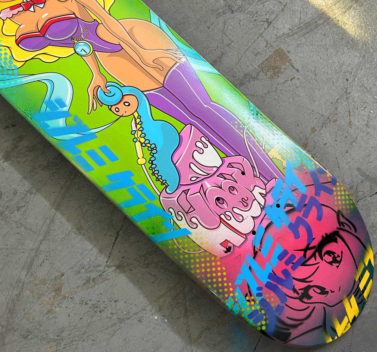 mad hatter 7.88 X 31.75 PINK/AQUA ANODIZED MIXED PROCESS SIGNED 1 of 1