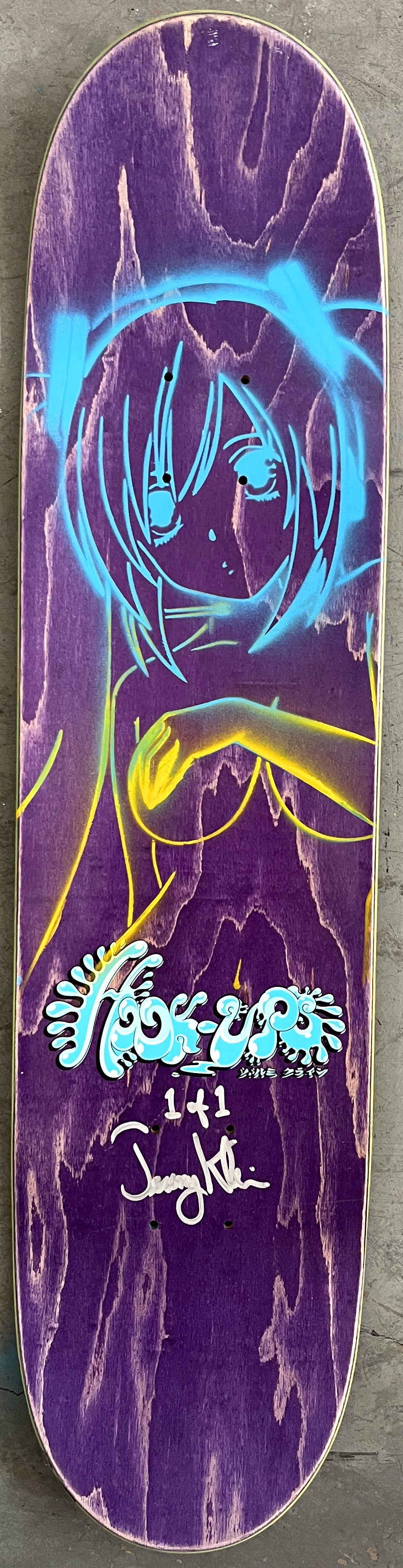 mad hatter 7.88 X 31.75 PINK/AQUA ANODIZED MIXED PROCESS SIGNED 1 of 1
