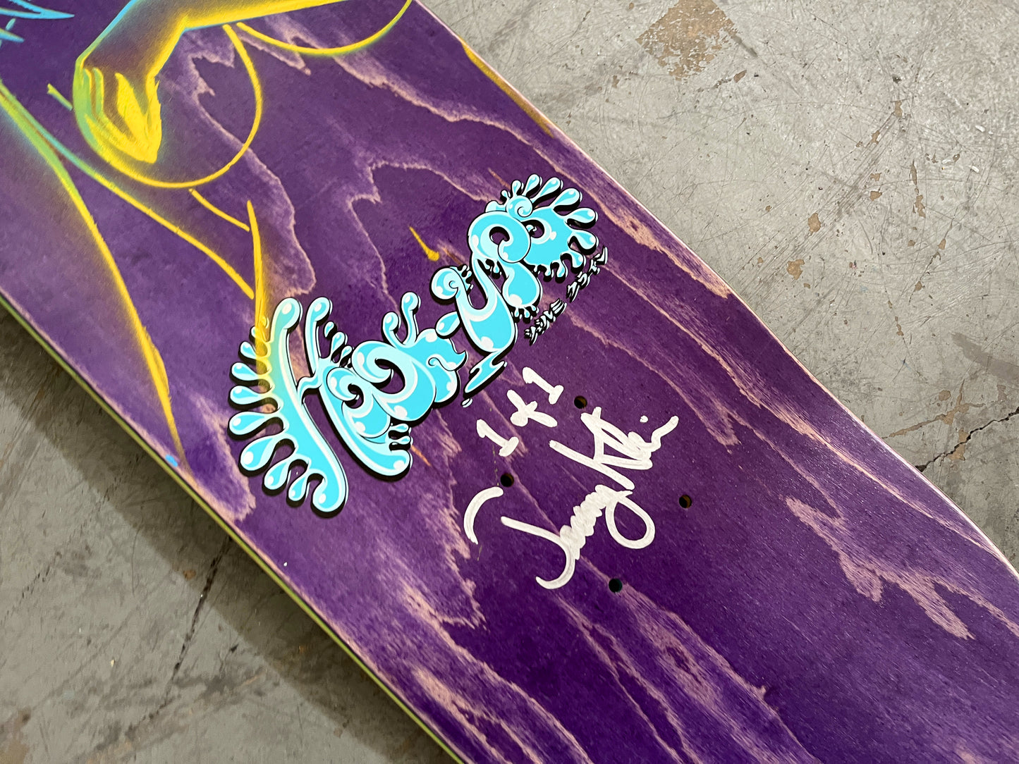 mad hatter 7.88 X 31.75 PINK/AQUA ANODIZED MIXED PROCESS SIGNED 1 of 1