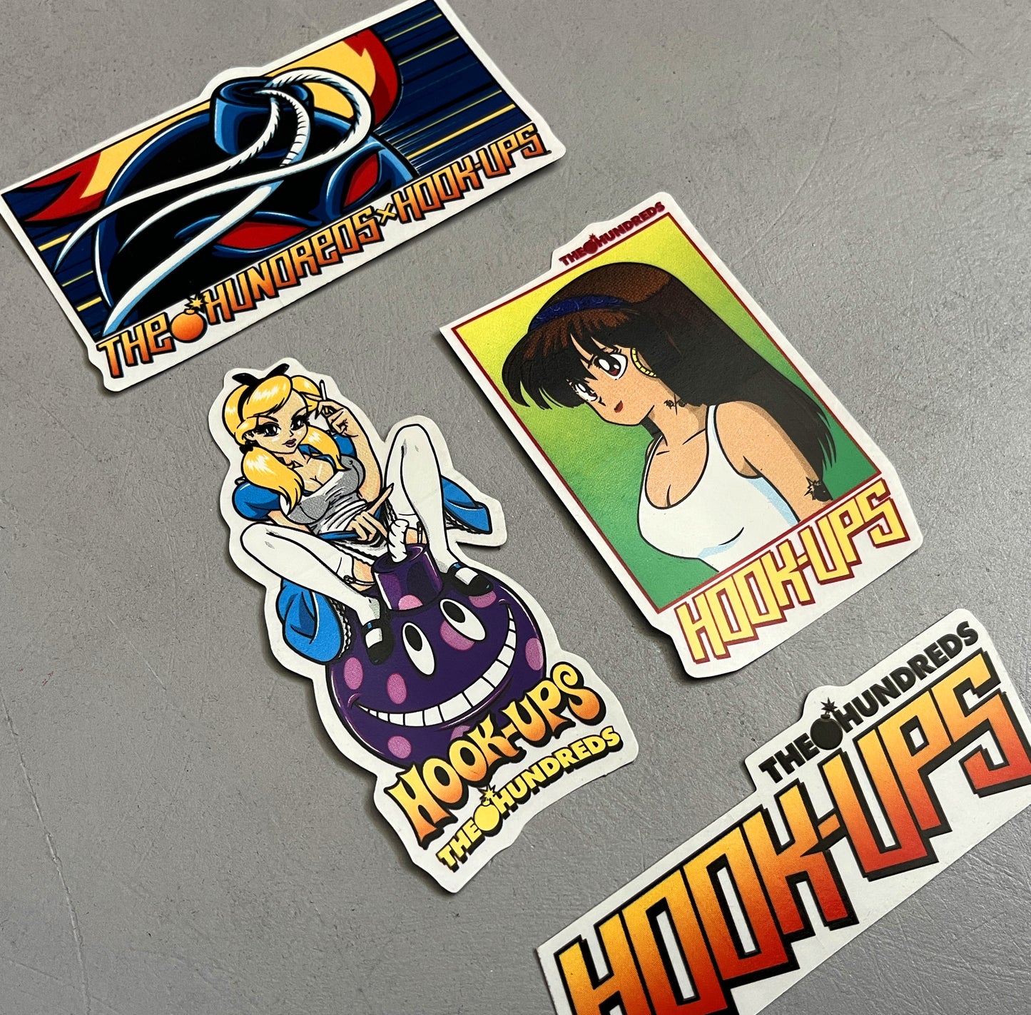 hundreds + hook-ups stickers 4 pack new old stock from 2013