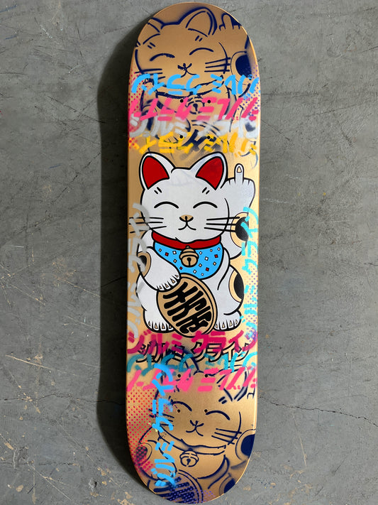 unlucky cat GOLD/YELLOW/PINK/BLUE 8.0 X 31.75 MIXED PROCESS 1 OF 1 SIGNED