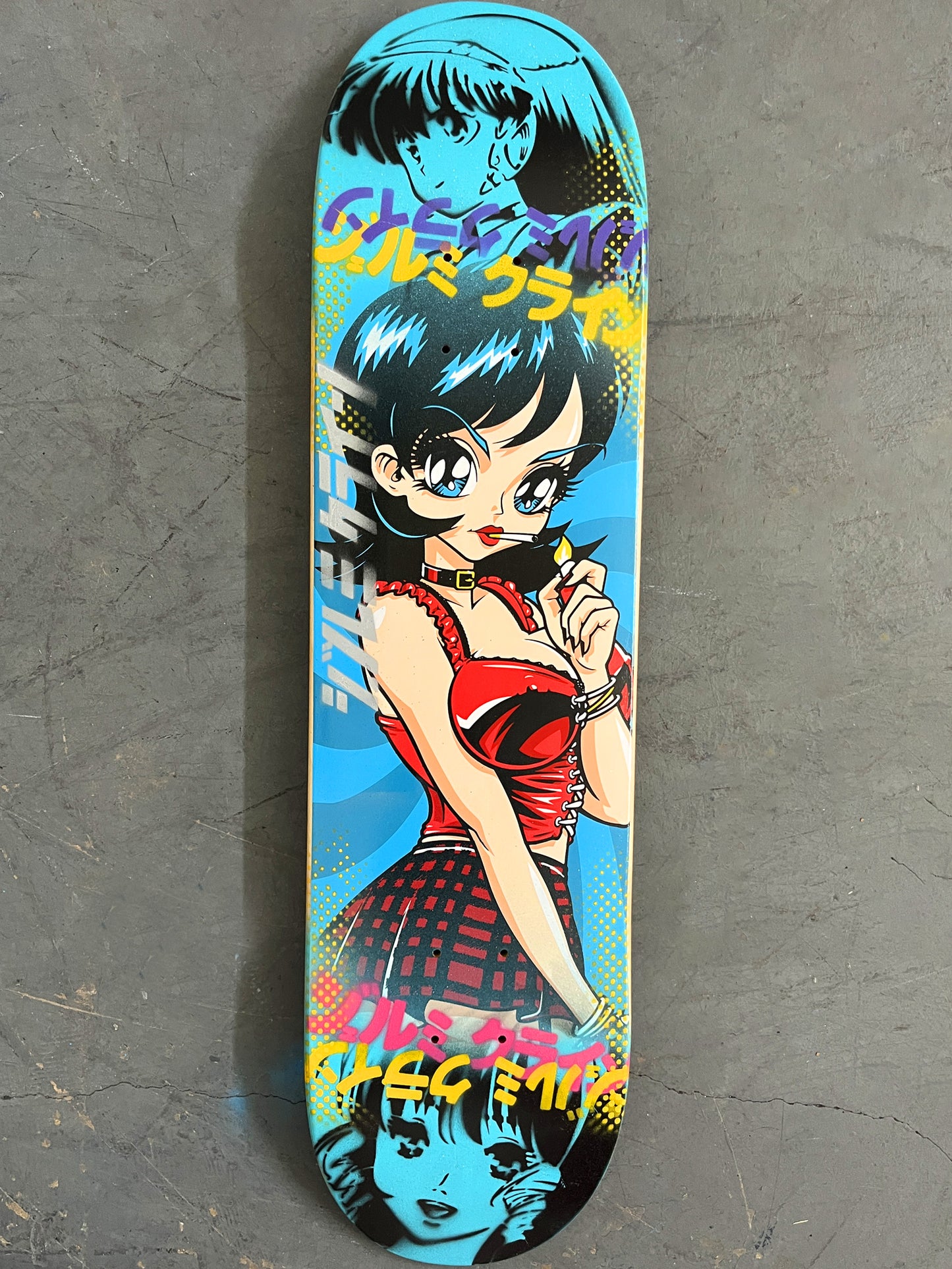poison 8.0 X 31.75 BLUE GLITTER MIXED PROCESS SIGNED 1 of 1