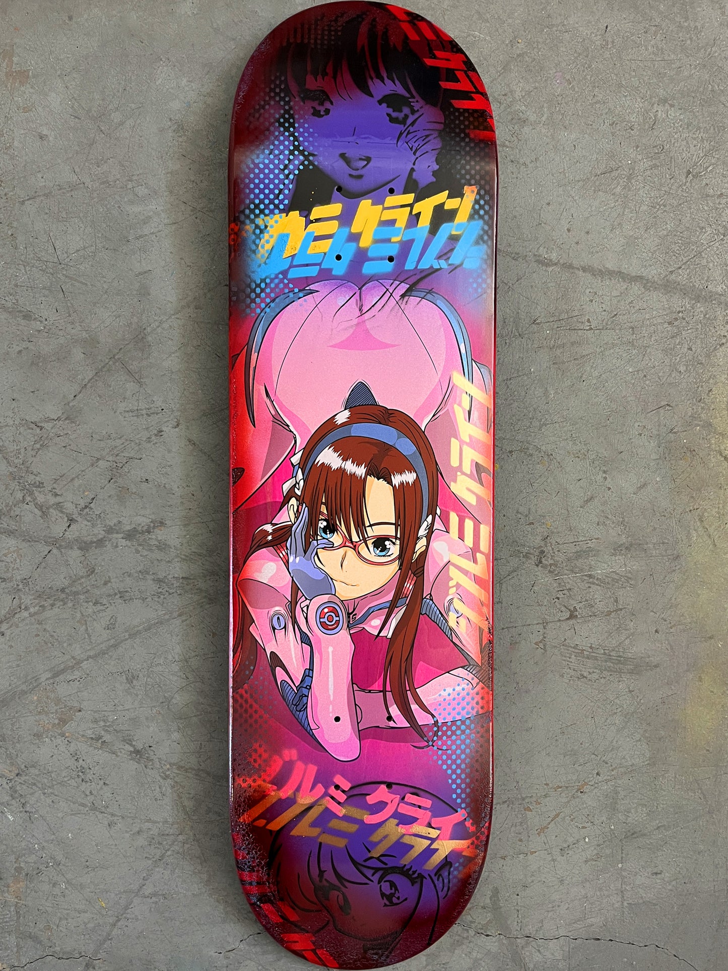 evangelion mari 8.5 X 32.25 PURPLE/PINK/RED ANODIZED CRACKLE MIXED PROCESS SIGNED 1 of 1