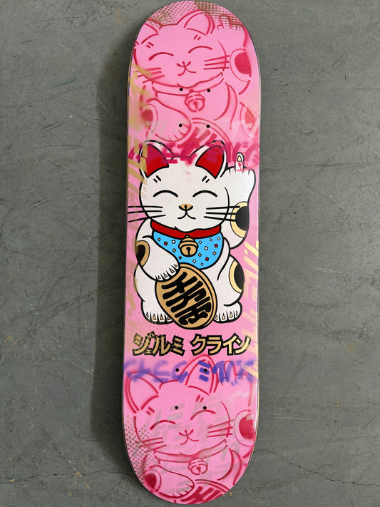 unlucky cat MATTE PINK/GOLD 8.0 X 31.75 MIS-PRINT 1 OF 1 SIGNED