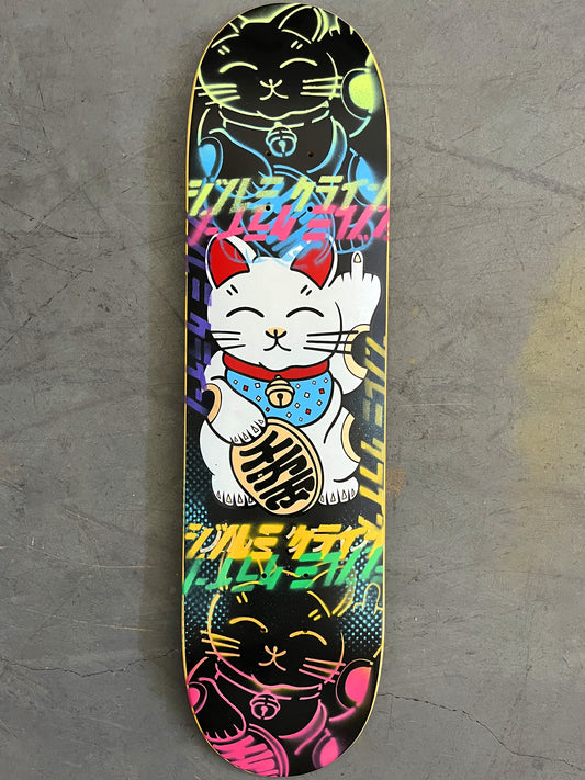 unlucky cat BLACK/YELLOW/BLUE/PURPLE/PINK 8.0 X 31.75 MIXED PROCESS 1 OF 1 SIGNED