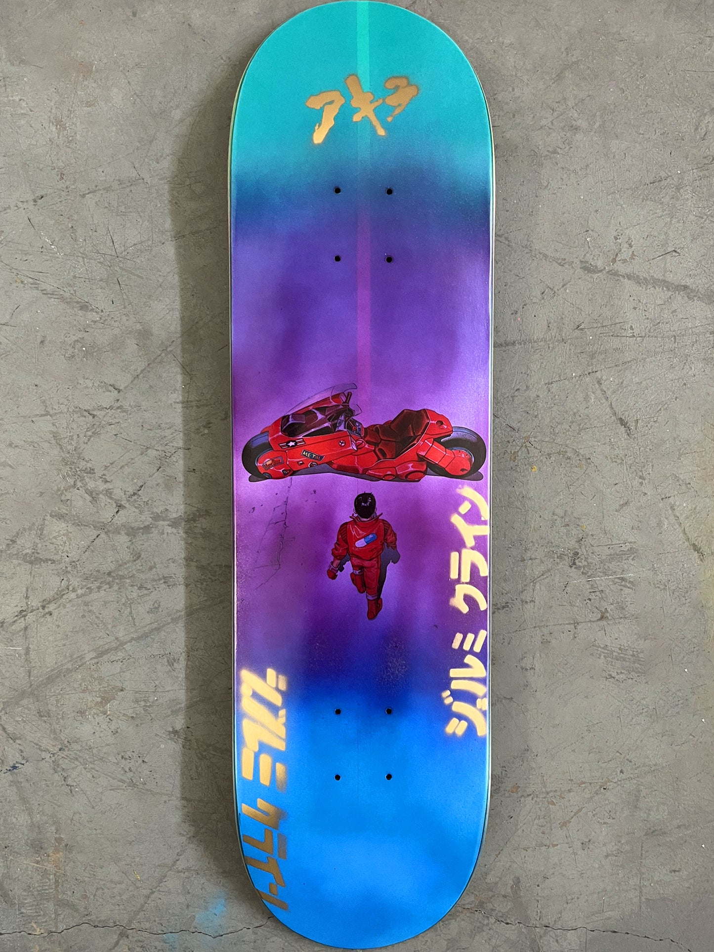 kaneda 8.5 X 32.25 AQUA/PURPLE/BLUE ANODIZED MIXED PROCESS SIGNED 1 of 1