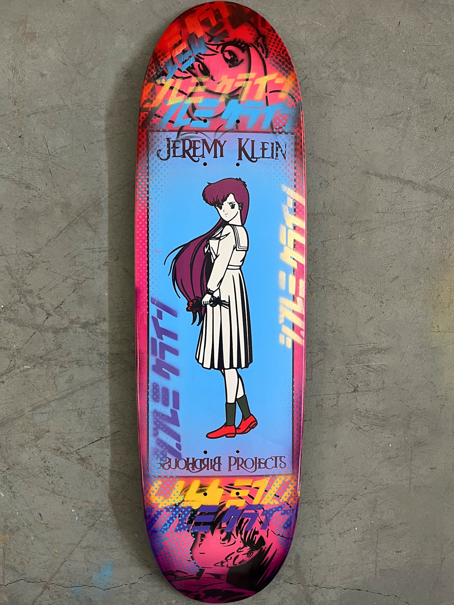 klein anime girl 9.0 X 31.75 PINK/PURPLE ANODIZED MIXED PROCESS SIGNED 1 of 1