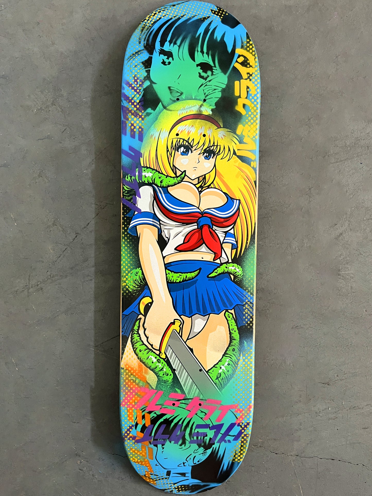 tentacle school girl 8.25 X 32.25 BLUE/GREEN BLUE MIXED PROCESS SIGNED 1 of 1
