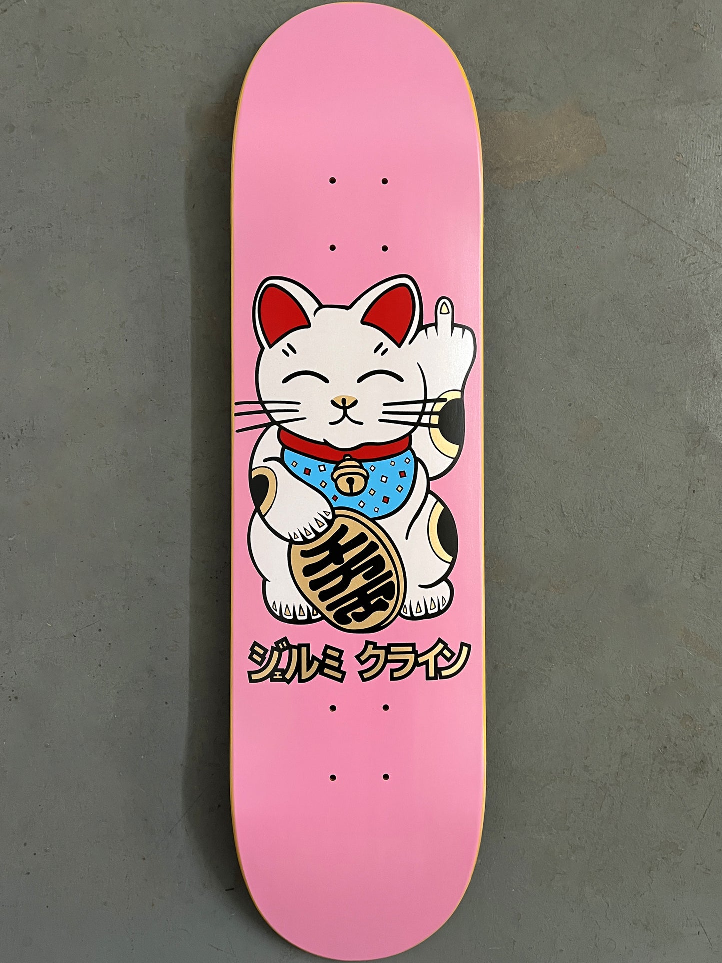 SIGNED HAND SCREENED unlucky cat PINK 8.0 X 31.75