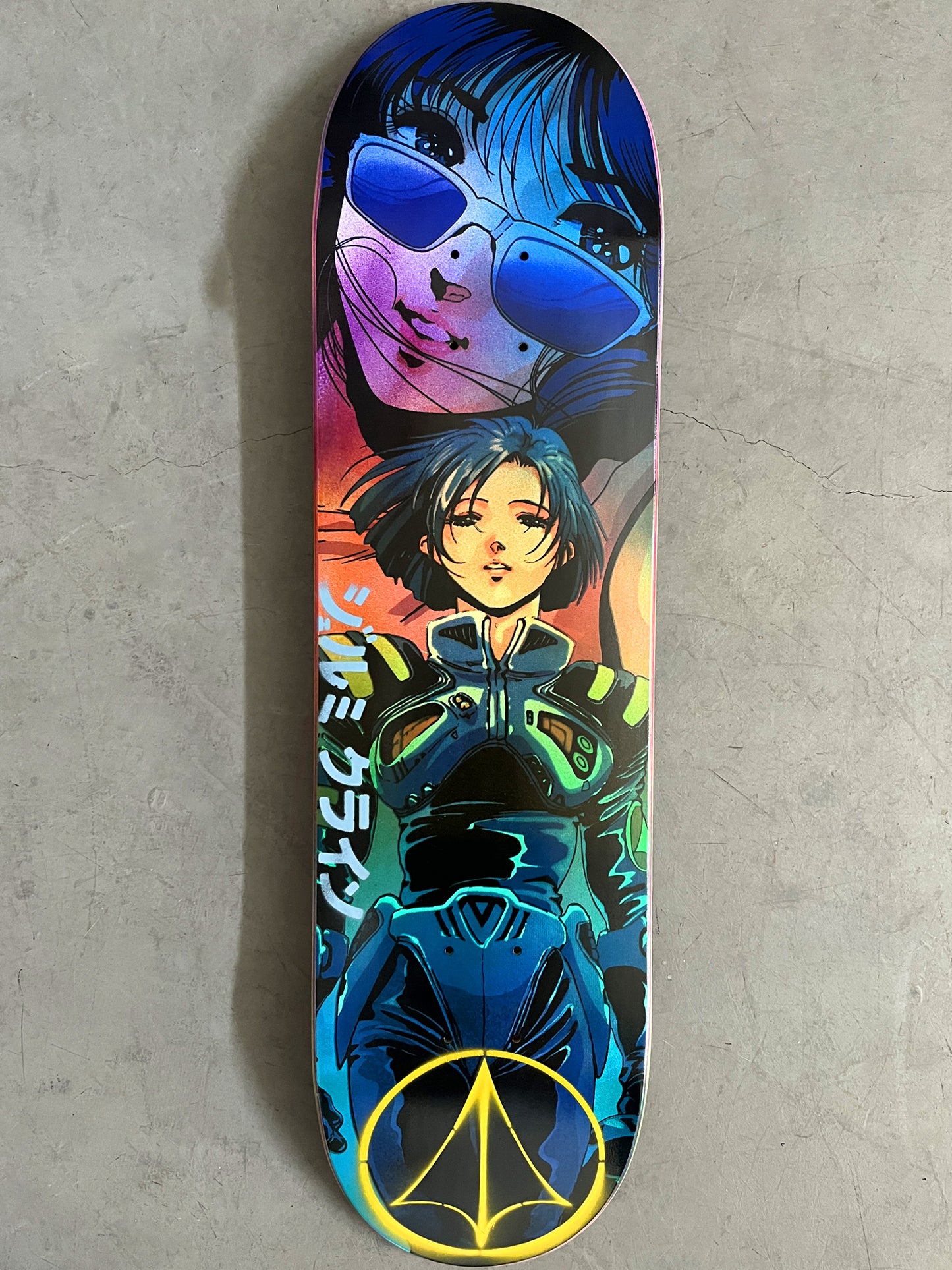 macross 8.25 X 32.25 BLUE/PURPLE/YELLOW/AQUA ANODIZED MIXED PROCESS SIGNED 1 of 1