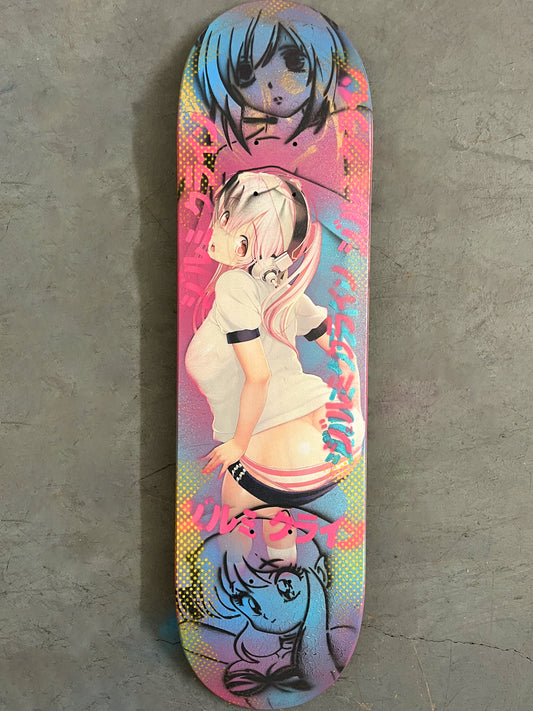 sonico 8.25 X 32.25 PINK/BLUE CRACKLE MIXED PROCESS SIGNED 1 of 1