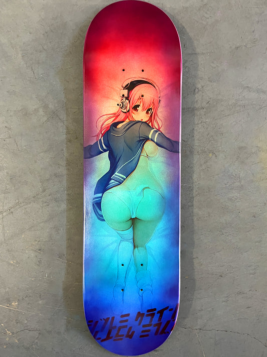 sonico 8.25 X 32.25 ANODIZED RED/BLUE/PURPLE/AQUA MIXED PROCESS SIGNED 1 of 1
