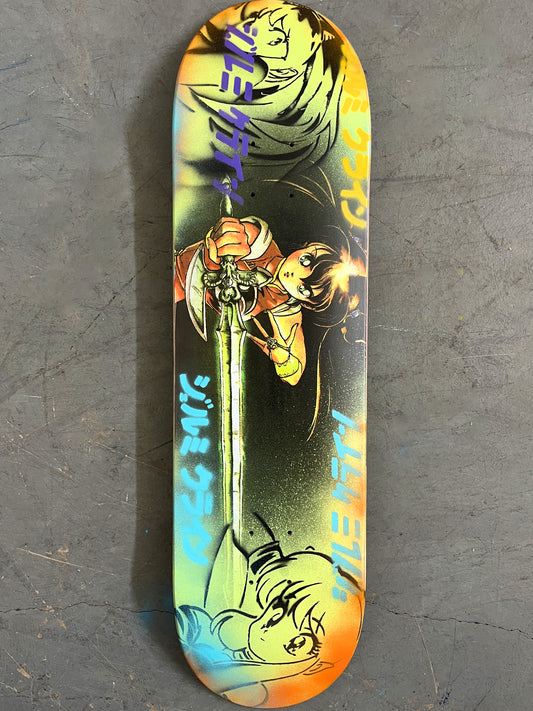 yoko GREEN/ORANGE HAND PAINTED BACKGROUND 9.5 X 31.75 1 OF 1