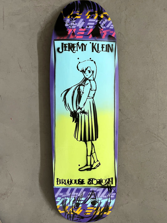 anime girl HAND PAINTED 9.5 X 32.25 PURPLE/BLUE/GREEN MIXED PROCESS SIGNED 1 of 1