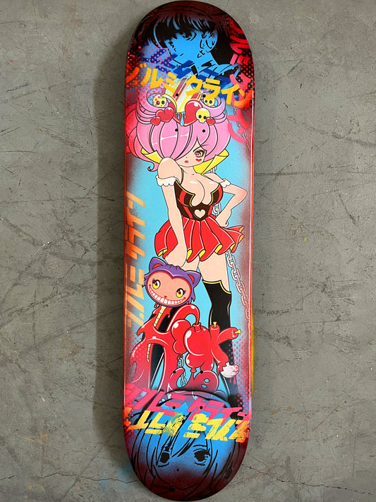 cheshire cat girl 7.88 X 31.75 BLUE/RED ANODIZED MIXED PROCESS SIGNED 1 of 1