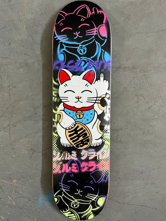 unlucky cat MATTE BLACK/PINK/GREEN 8.0 X 31.75 MIXED PROCESS 1 OF 1 SIGNED