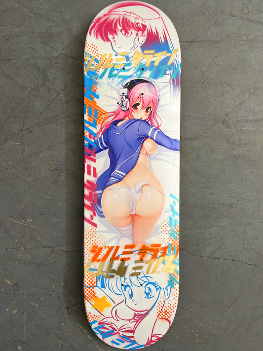 sonico 8.25 X 32.25 PEARL WHITE/PINK BLUE GRADIENT MIXED PROCESS SIGNED 1 of 1