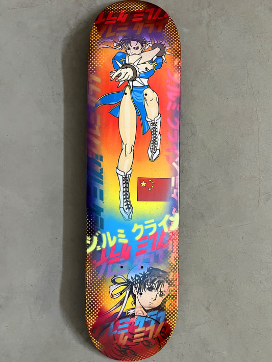 chun li workshop edition 8.0 X 31.75 YELLOW/RED/ORANGE ANODIZED MIXED PROCESS SIGNED 1 of 1
