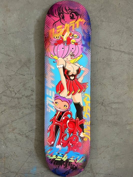 cheshire cat 7.88 X 31.75 PINK/PURPLE ANODIZED MIXED PROCESS SIGNED 1 of 1