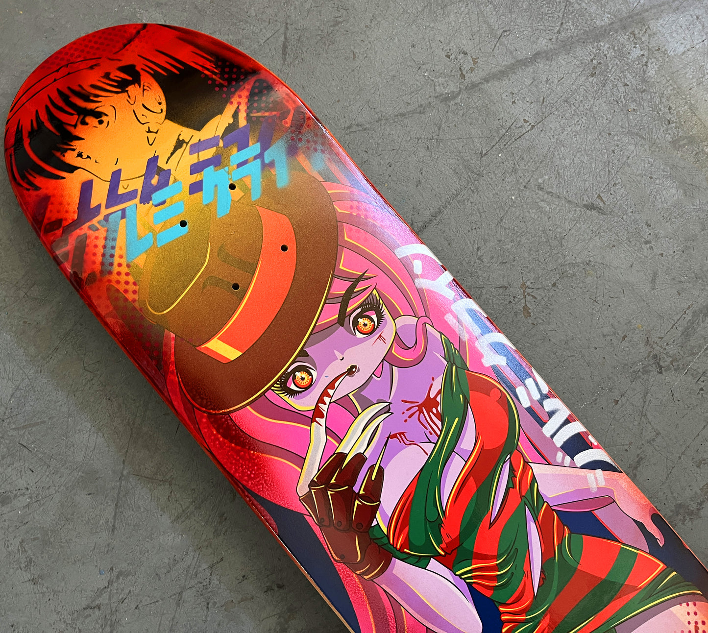 Freddy 7.88 X 31.75 YELLOW/RED ANODIZED MIXED PROCESS SIGNED 1 of 1