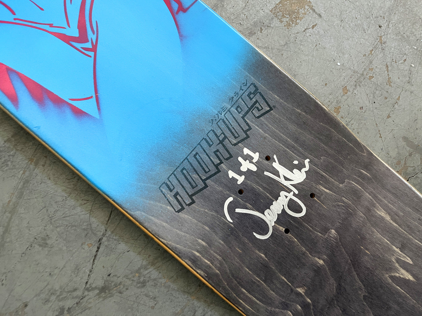 demon hunter 7.88 X 31.75 BLUE/AQUA MIXED PROCESS SIGNED 1 of 1