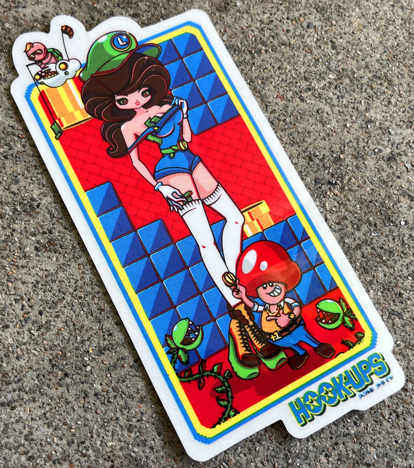 vintage hook-ups luigina sticker new old stock from 2011