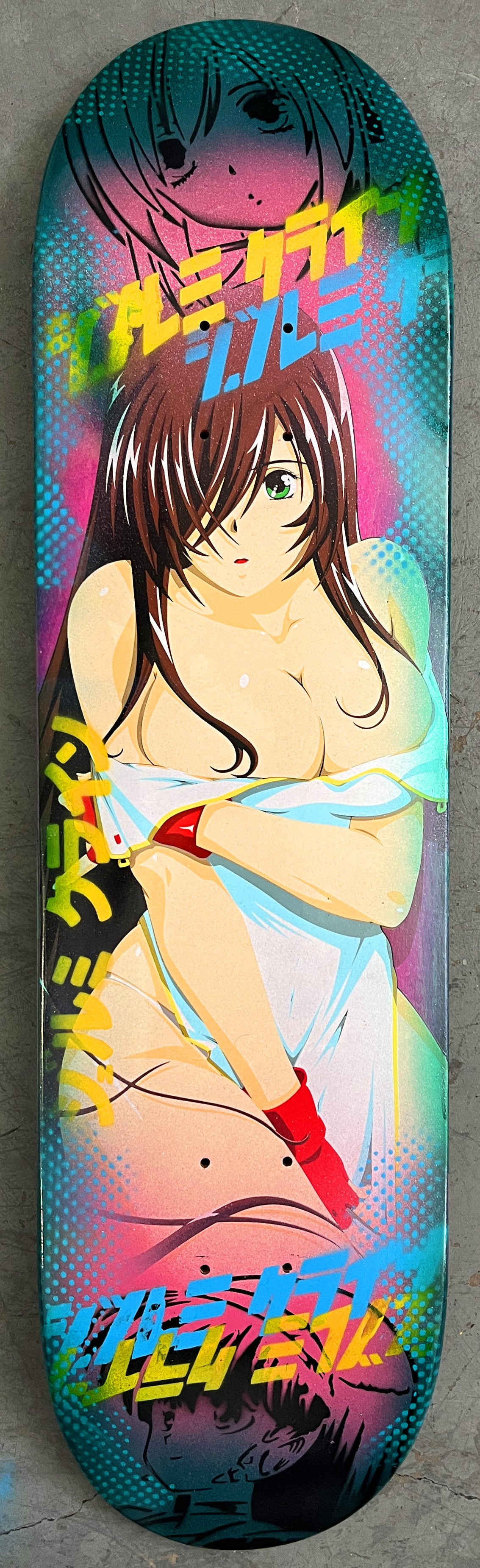 mariko 8.25 X 32.25 PINK GLITTER/AQUA ANODIZED MIXED PROCESS SIGNED 1 of 1