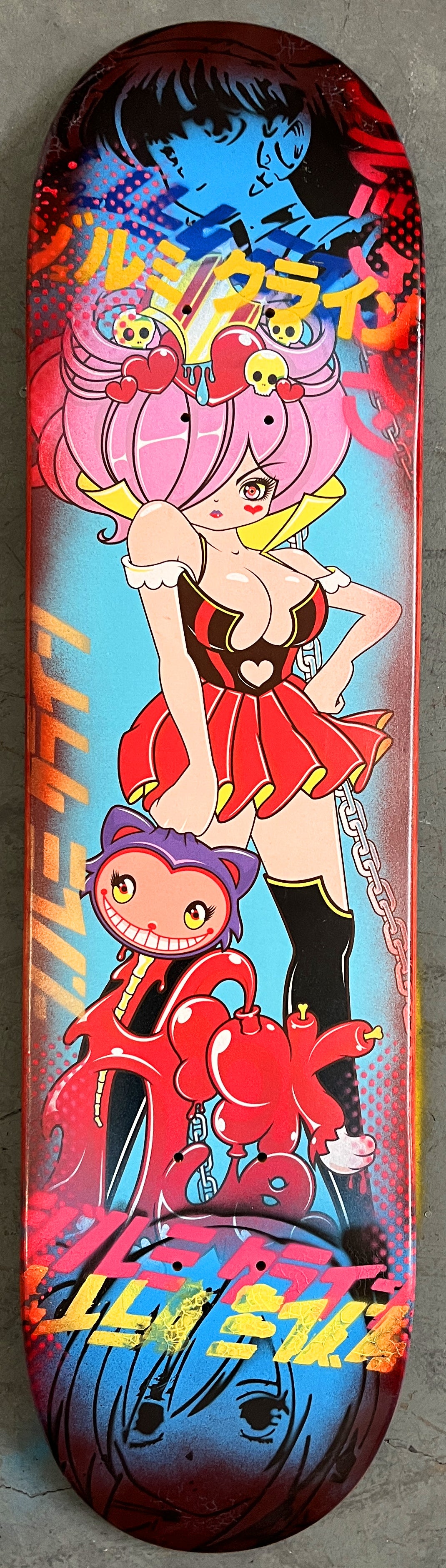 cheshire cat girl 7.88 X 31.75 BLUE/RED ANODIZED MIXED PROCESS SIGNED 1 of 1