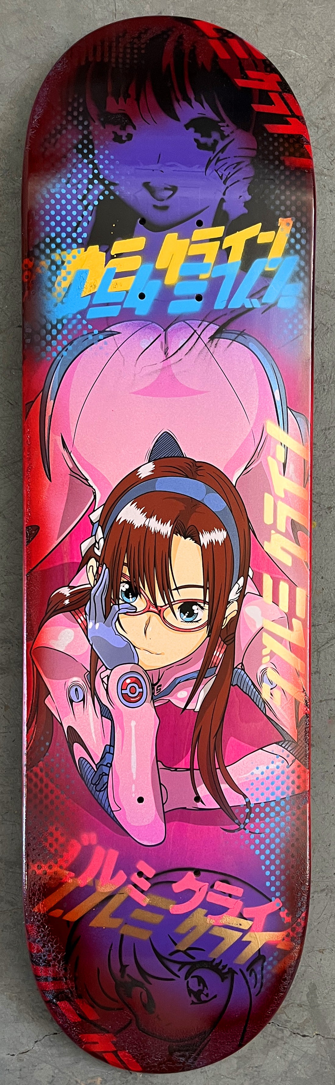 evangelion mari 8.5 X 32.25 PURPLE/PINK/RED ANODIZED CRACKLE MIXED PROCESS SIGNED 1 of 1