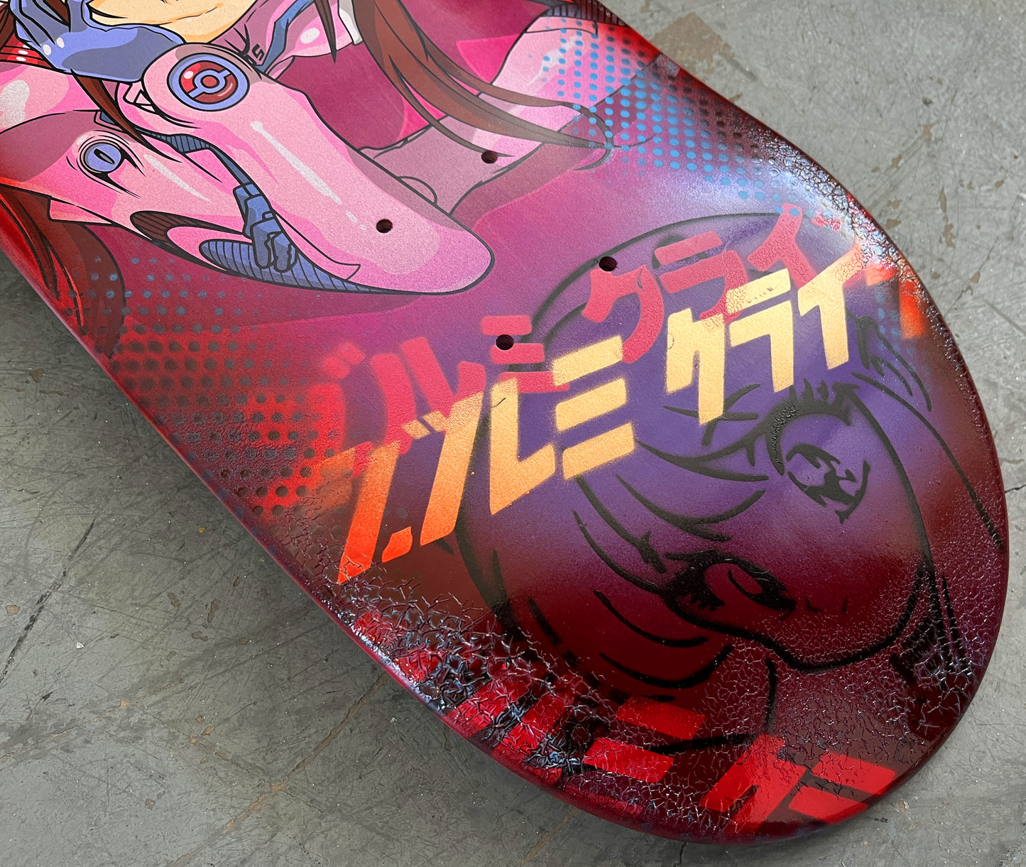 evangelion mari 8.5 X 32.25 PURPLE/PINK/RED ANODIZED CRACKLE MIXED PROCESS SIGNED 1 of 1
