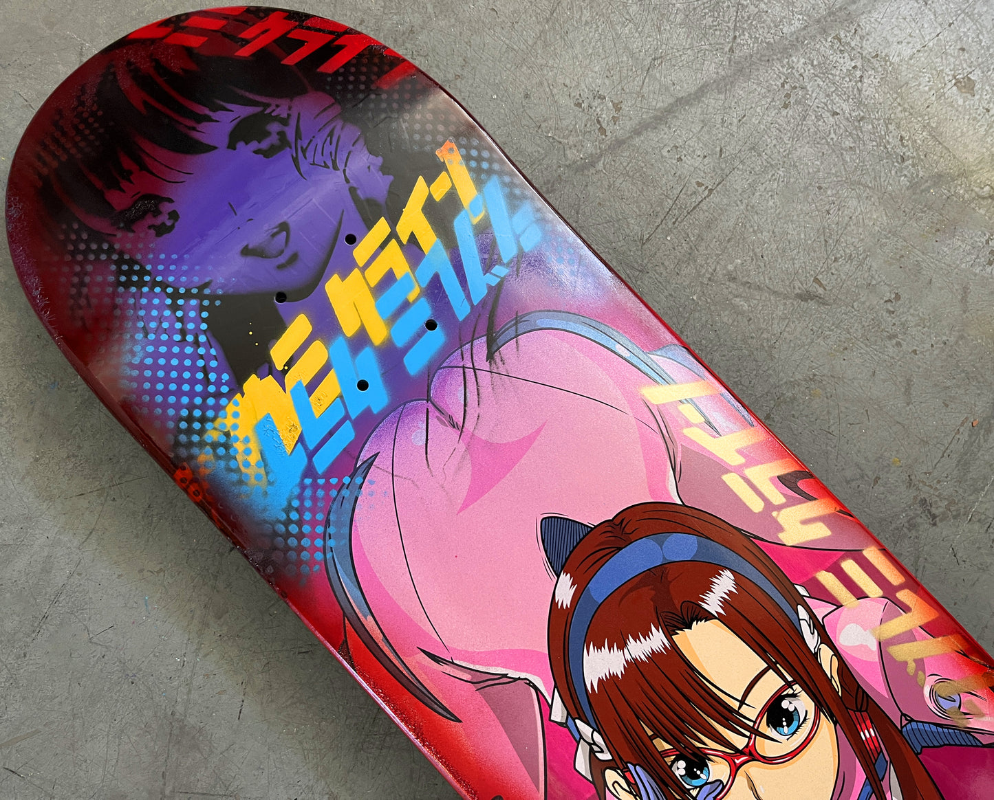 evangelion mari 8.5 X 32.25 PURPLE/PINK/RED ANODIZED CRACKLE MIXED PROCESS SIGNED 1 of 1