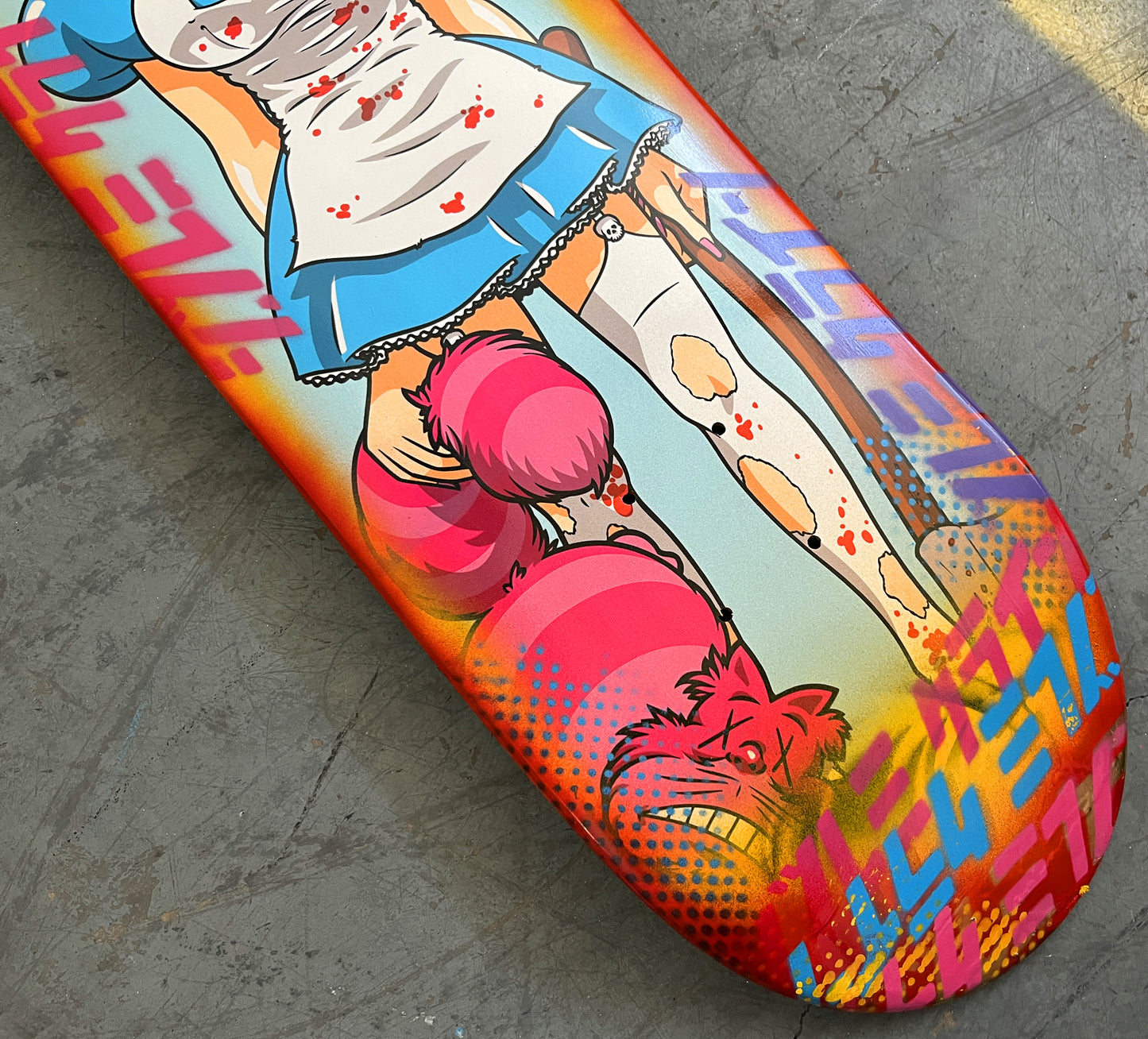 evil alice 8.5 X 32.25 SUNSET/RED ANODIZED MIXED PROCESS SIGNED 1 of 1