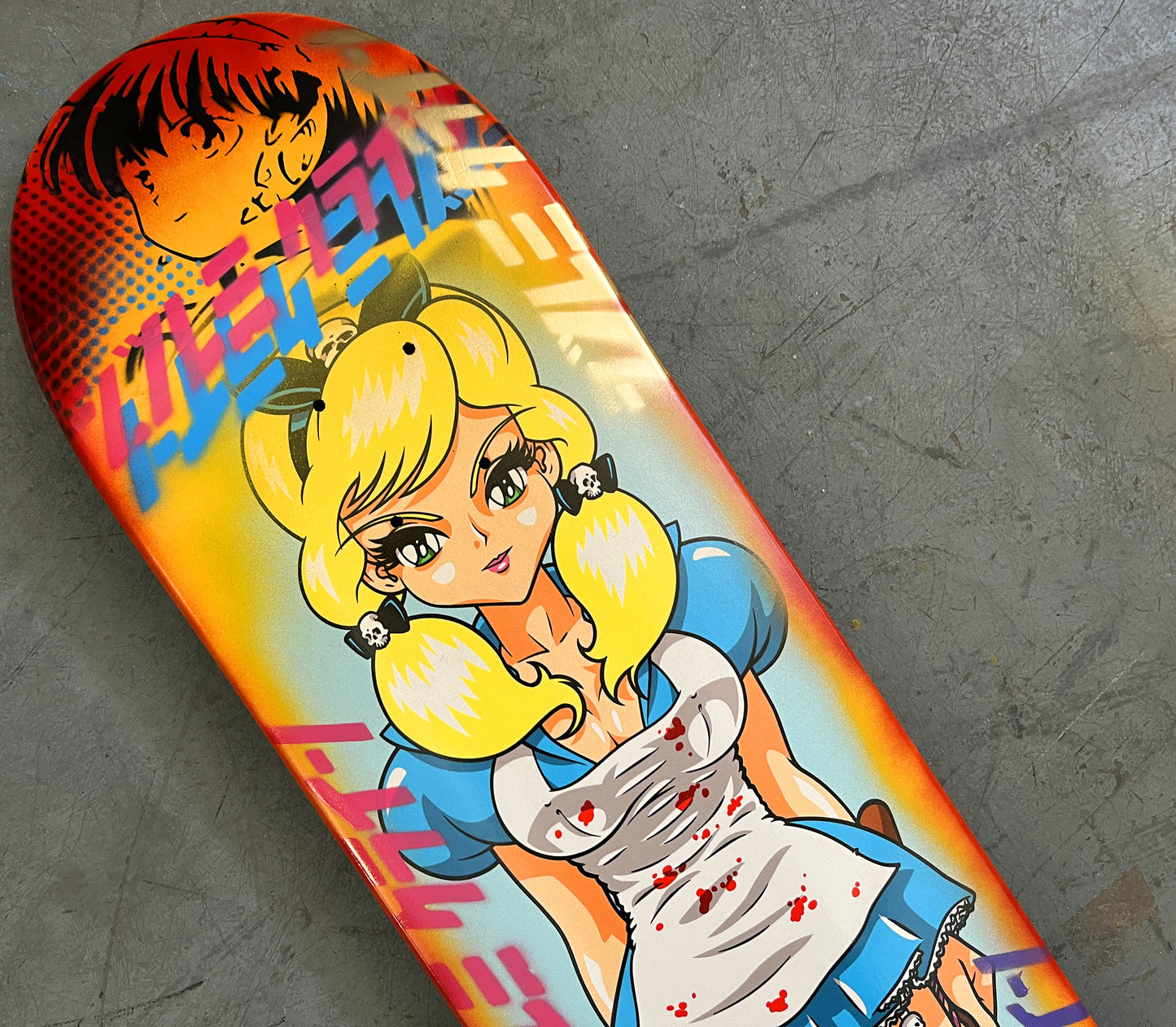 evil alice 8.5 X 32.25 SUNSET/RED ANODIZED MIXED PROCESS SIGNED 1 of 1