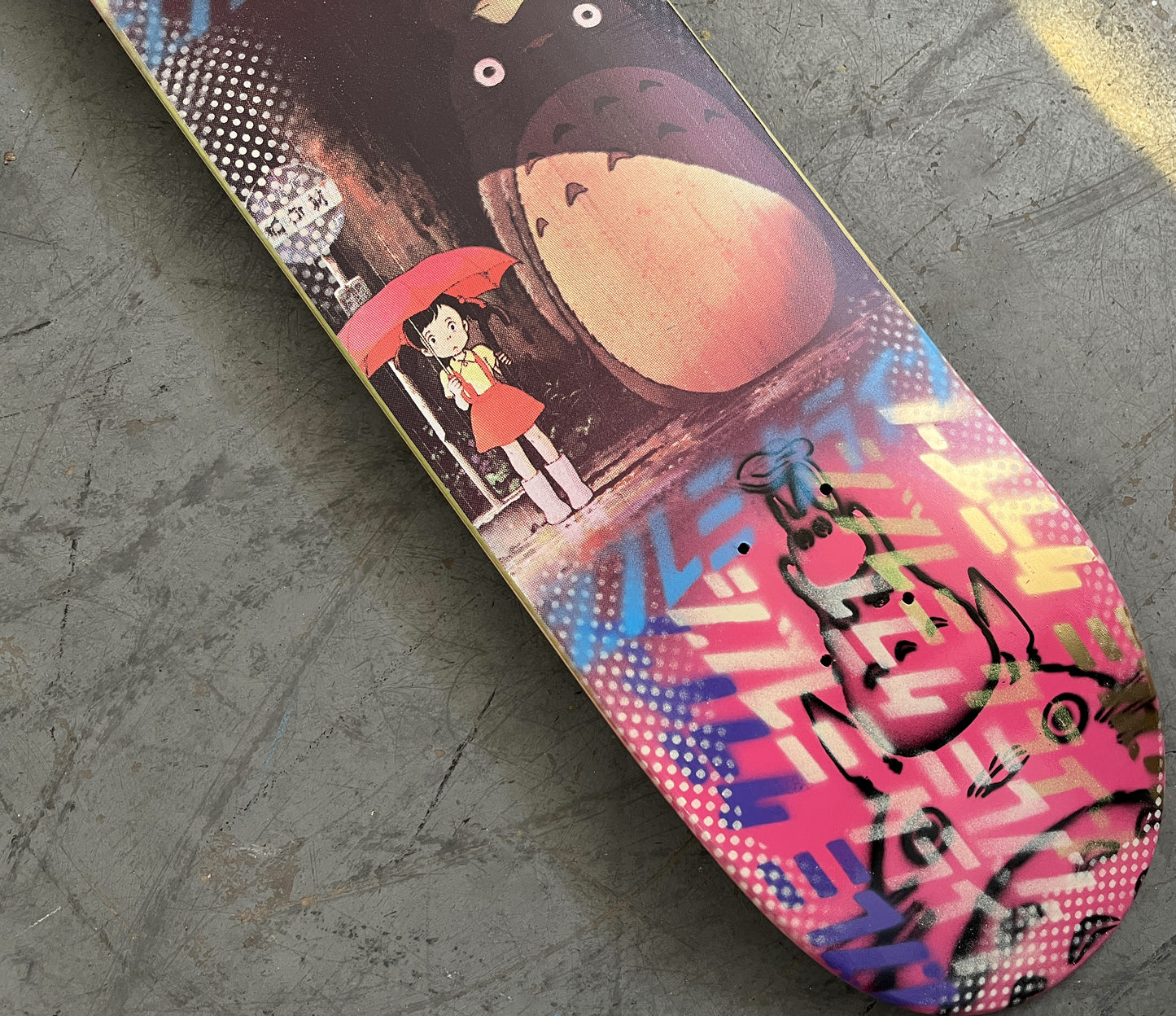 totoro collage 8.0 X 31.75 PINK/GREEN/YELLOW MIXED PROCESS SIGNED 1 of 1