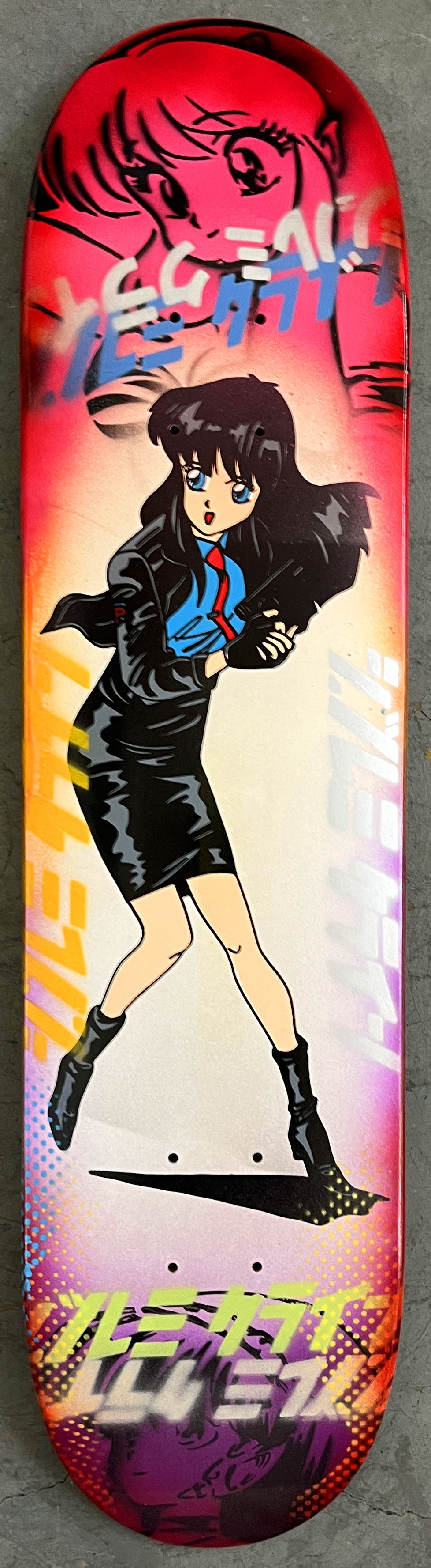 police girl 7.5 X 31.75 WHITE/PINK/RED ANODIZED MIXED PROCESS SIGNED 1 of 1