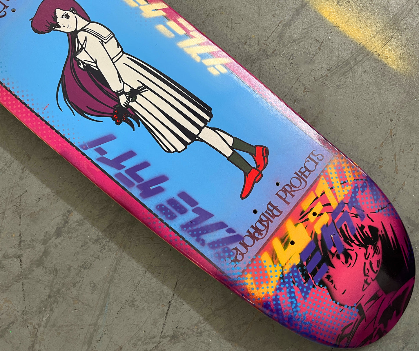 klein anime girl 9.0 X 31.75 PINK/PURPLE ANODIZED MIXED PROCESS SIGNED 1 of 1