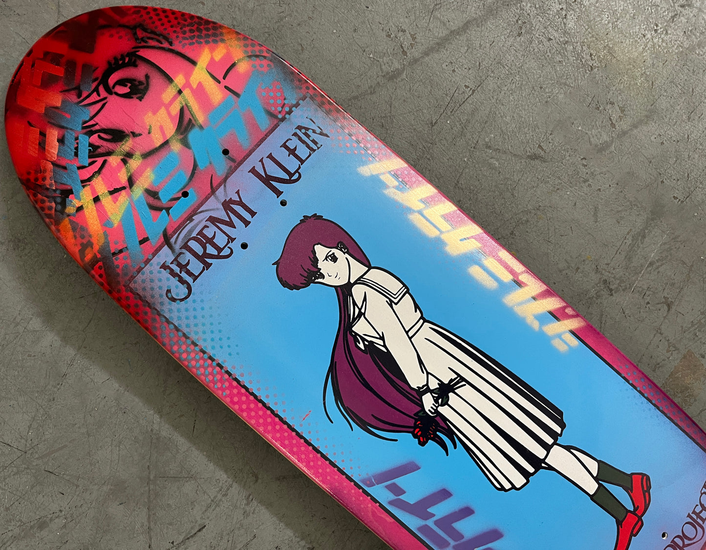 klein anime girl 9.0 X 31.75 PINK/PURPLE ANODIZED MIXED PROCESS SIGNED 1 of 1
