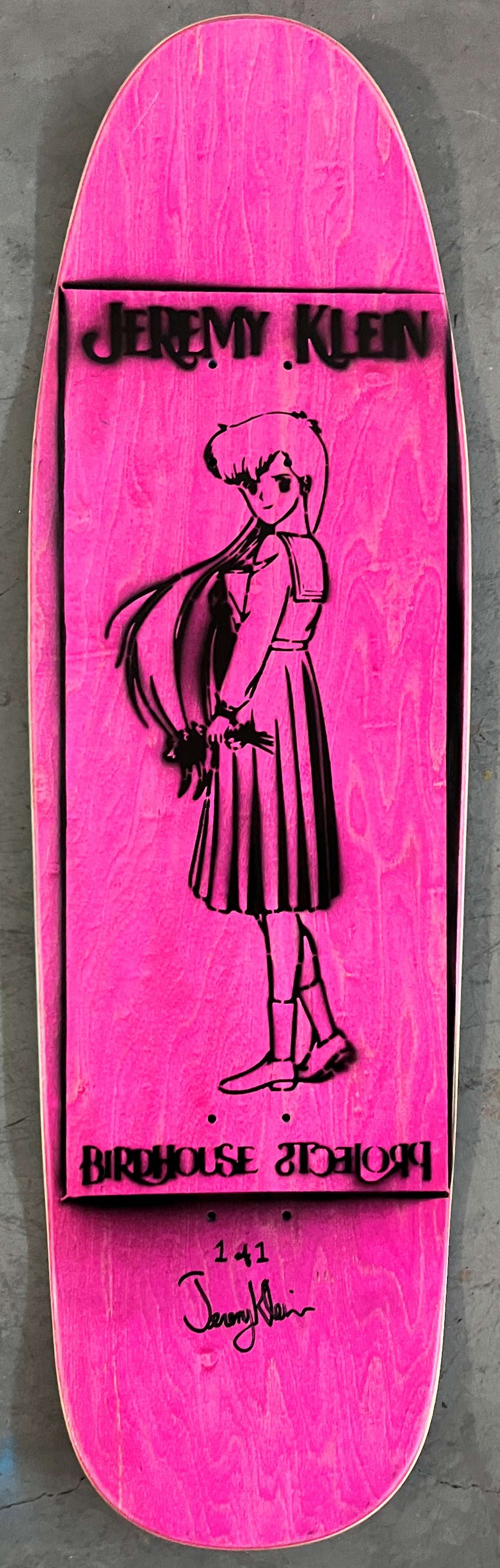 anime girl HAND PAINTED 9.5 X 32.25 BLUE MIXED PROCESS SIGNED 1 of 1