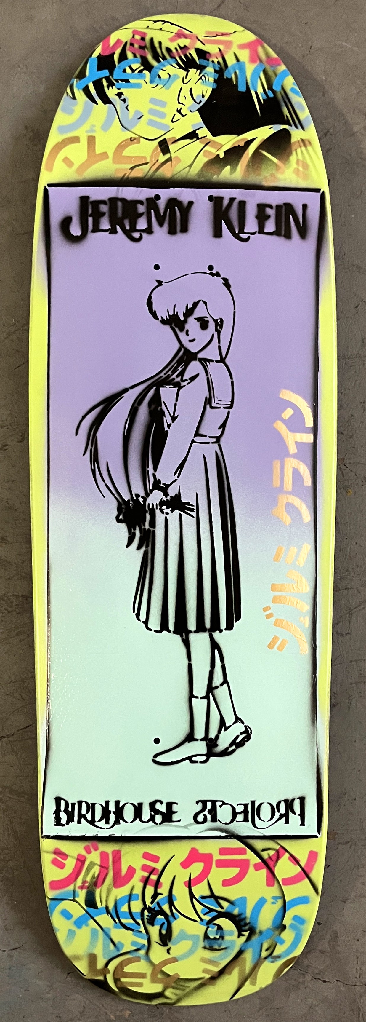 anime girl HAND PAINTED 9.5 X 32.25 SEASIDE/LILAC GRADIENT MIXED PROCESS SIGNED 1 of 1