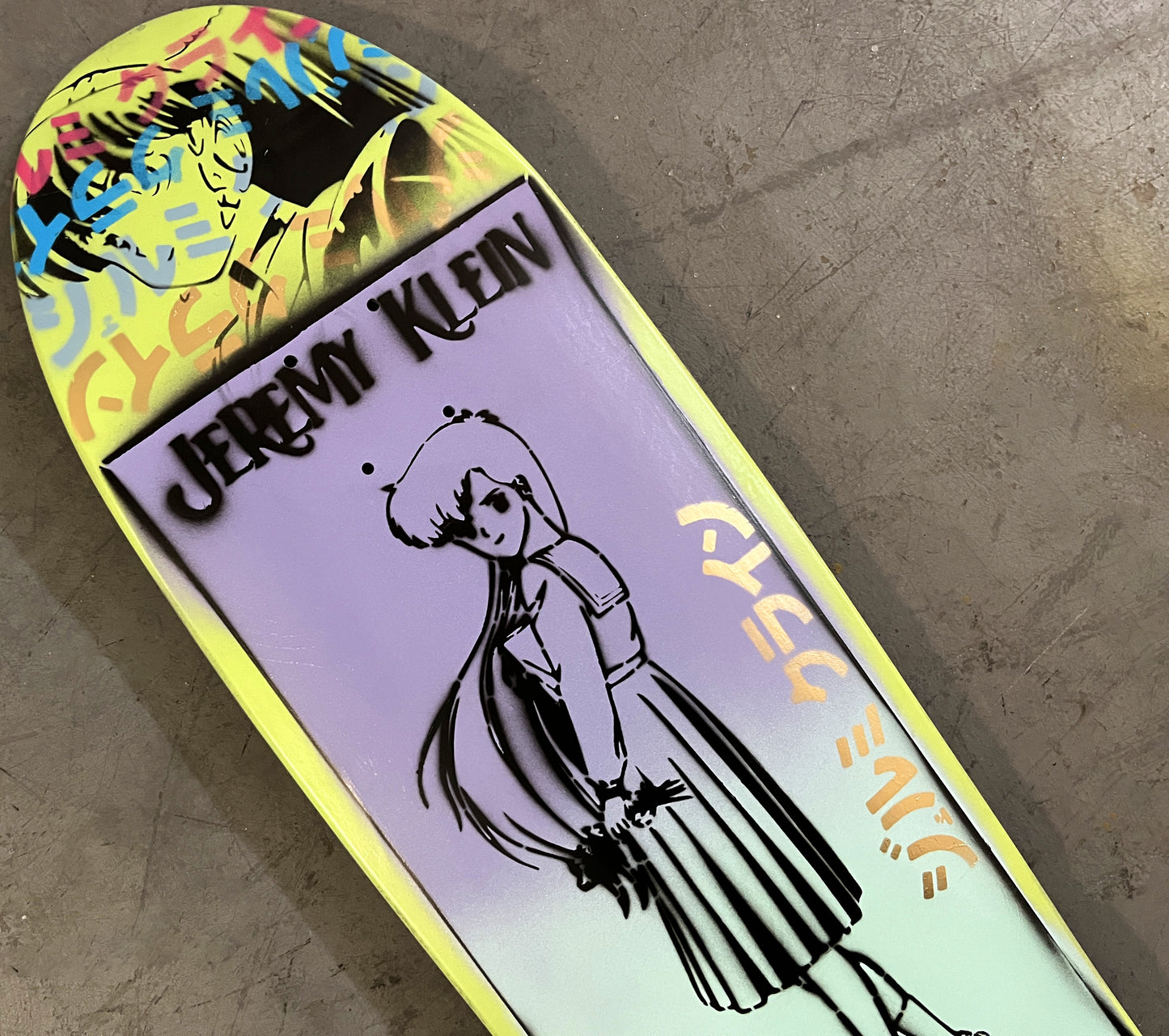 anime girl HAND PAINTED 9.5 X 32.25 SEASIDE/LILAC GRADIENT MIXED PROCESS SIGNED 1 of 1