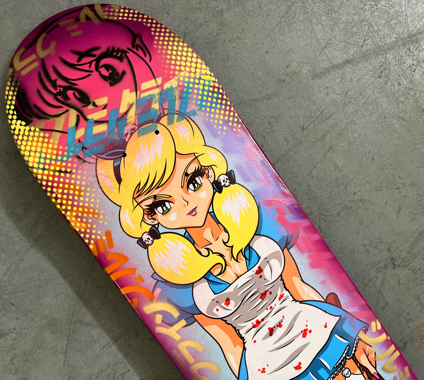 evil alice 8.5 X 32.25 PINK/PURPLE ANODIZED MIXED PROCESS SIGNED 1 of 1