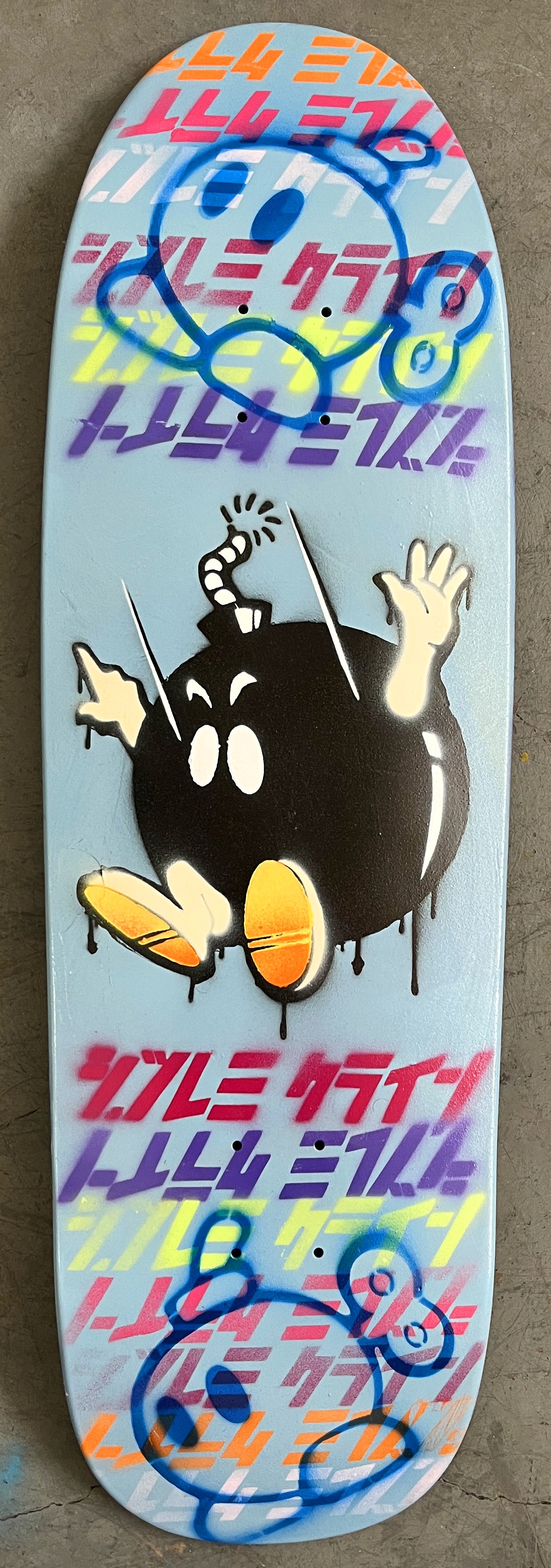 mario bombs HAND PAINTED 9.5 X 32.25 FRENCH BLUE MIXED PROCESS SIGNED 1 of 1