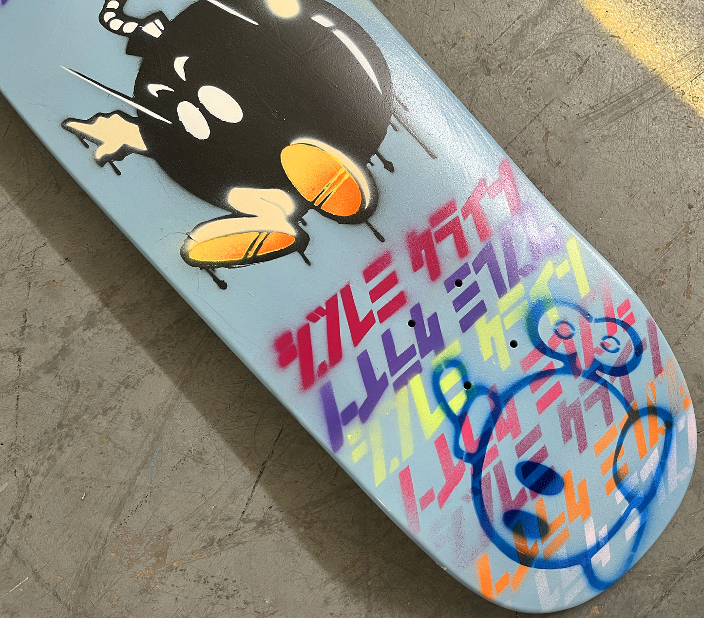 mario bombs HAND PAINTED 9.5 X 32.25 FRENCH BLUE MIXED PROCESS SIGNED 1 of 1