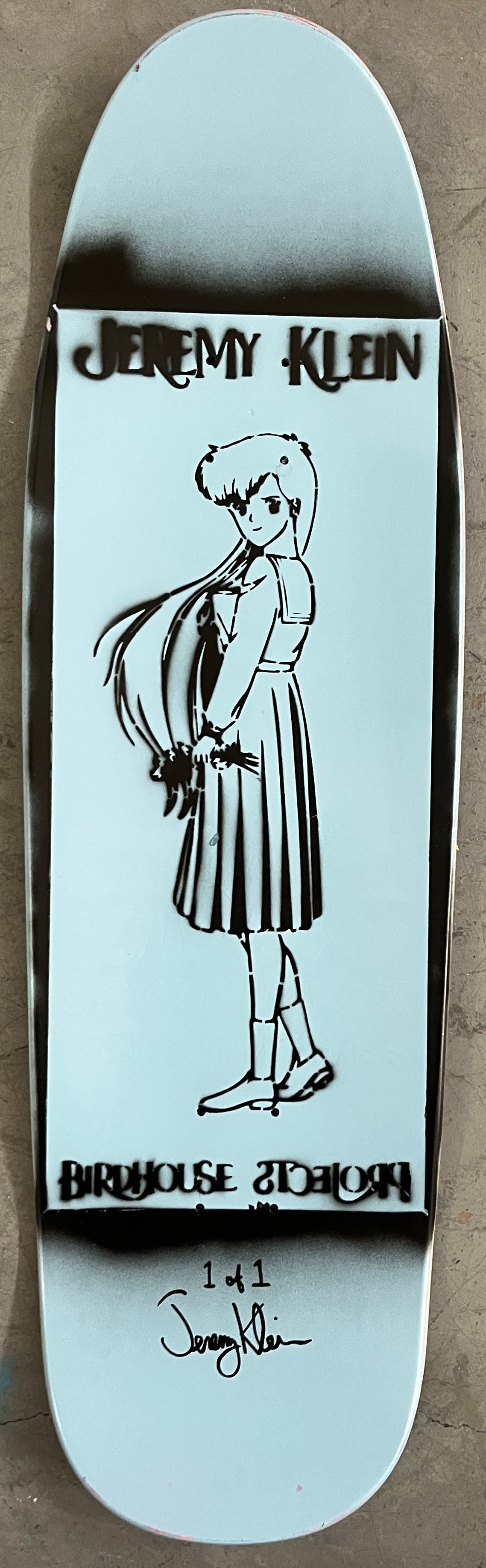 anime girl HAND PAINTED 9.5 X 32.25 YELLOW/BLUE GRADIENT MIXED PROCESS SIGNED 1 of 1